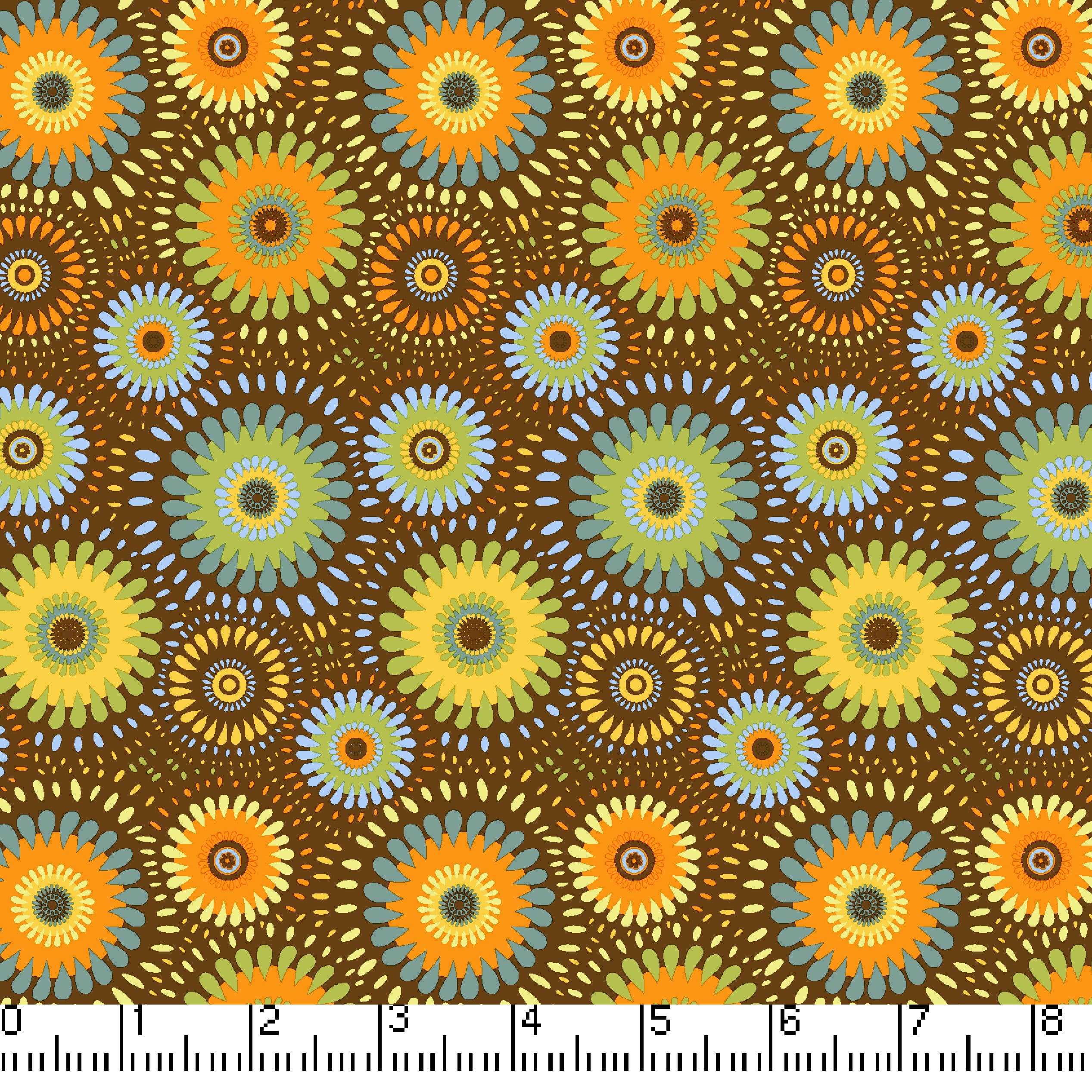 Brown Lucky Medallion 45" Wide Cotton Fabric Per Yard