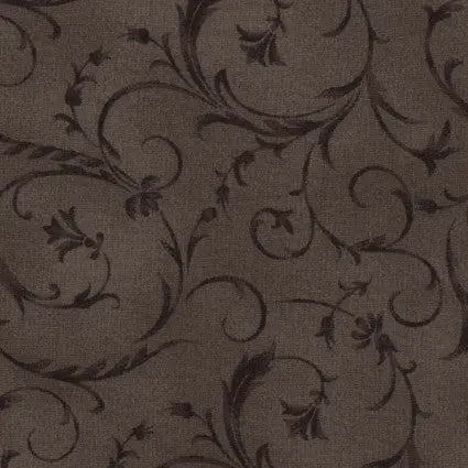 Brown Mushroom Elegant Scroll Cotton Wideback Fabric per yard - Linda's Electric Quilters