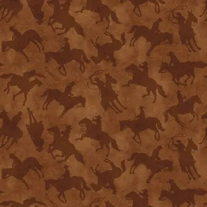 Brown Saddle Cowboys Yellowstone Cotton Wideback Fabric per yard Benartex Inc