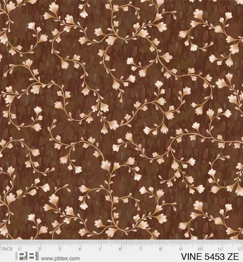 Brown Vine Scroll Cotton Wideback Fabric per yard - Linda's Electric Quilters