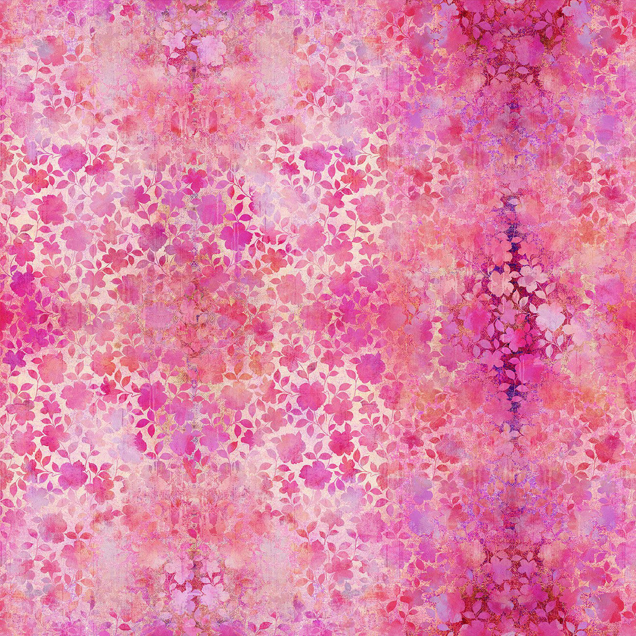 Floral Vine Pink Evanescence Cotton 43/44 Fabric Per Yard