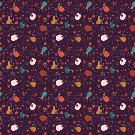 Riley Blake Little Witch pumpkin patch purple
