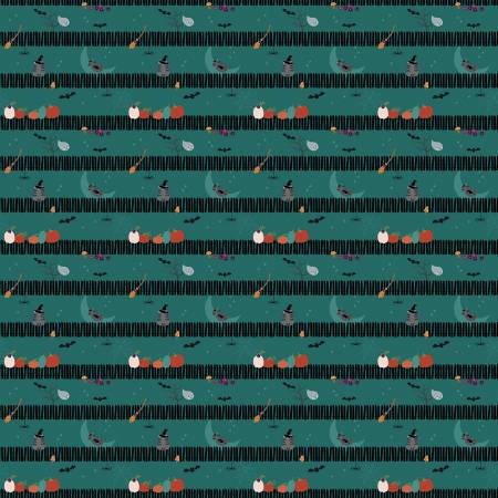 Riley Blake Little Witch sitting on the gate teal