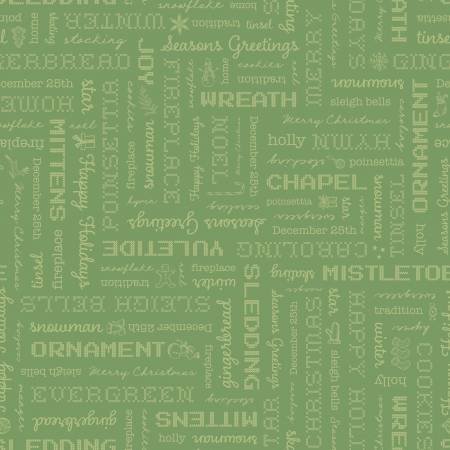 Riley Blake Lori Holt Home Town Holiday words Christmas quilting cotton fabric in Basil