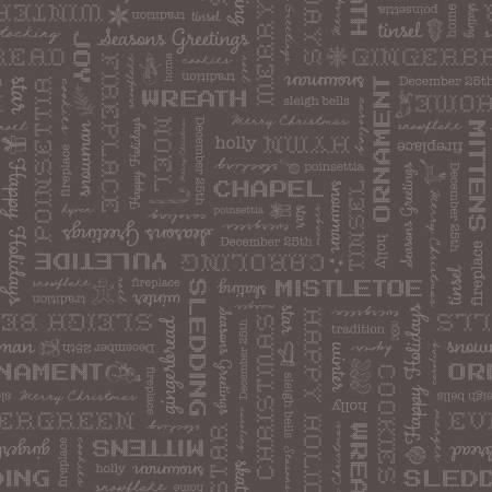 Riley Blake Lori Holt Home Town Holiday words dark Christmas quilting cotton fabric in Milk Can