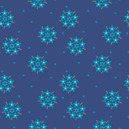 Riley Blake Bloom star flower quilting cotton fabric in Blue