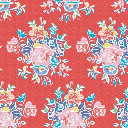 Riley Blake Always in Season large floral quilting cotton fabric in Red