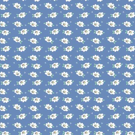 Riley Blake Always in Season lazy daisy quilting cotton fabric in Blueberry