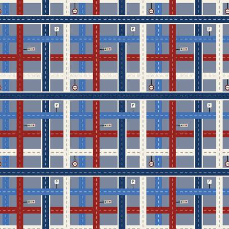 Riley Blake Crossroads plaid quilting cotton fabric in Smoke
