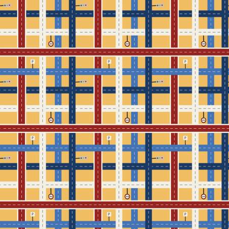 Riley Blake Crossroads plaid quilting cotton fabric in Sunshine
