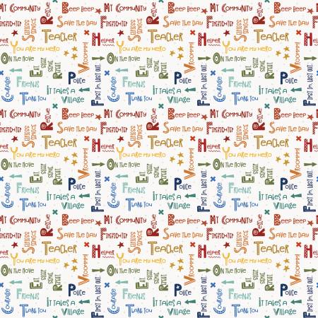 Riley Blake Community text quilting cotton fabric in Cloud