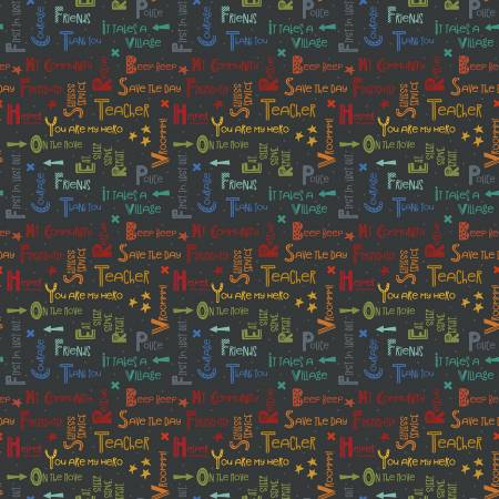 Riley Blake Community text quilting cotton fabric in Night