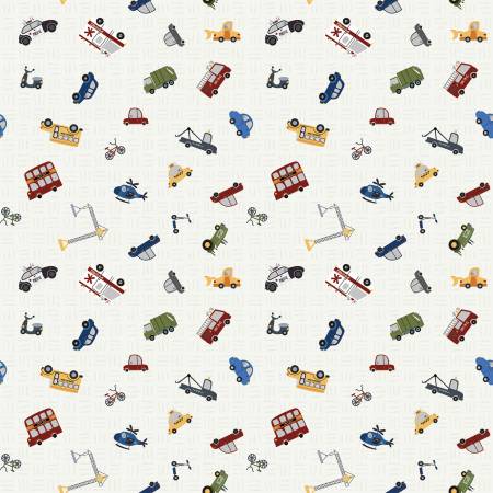 Riley Blake traffic jam quilting cotton fabric in Cloud