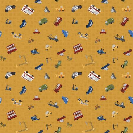 Riley Blake traffic jam quilting cotton fabric in Honey