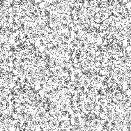 Riley Blake Sewing Seeds III Porcelain Petals quilting cotton in White