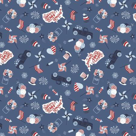 Riley Blake Stars and Stripes Forever patriotic quilting cotton in Blue