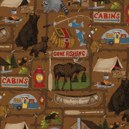 Riley Blake Pine Grove Main quilting cotton in Brown