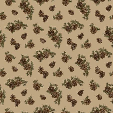 Riley Blake Pine Grove Pinecones quilting cotton in Tan