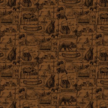 Riley Blake Pine Grove Outlines quilting cotton in Brown