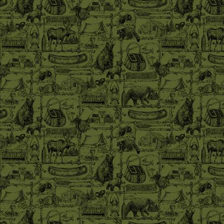 Riley Blake Pine Grove Outlines quilting cotton in Green