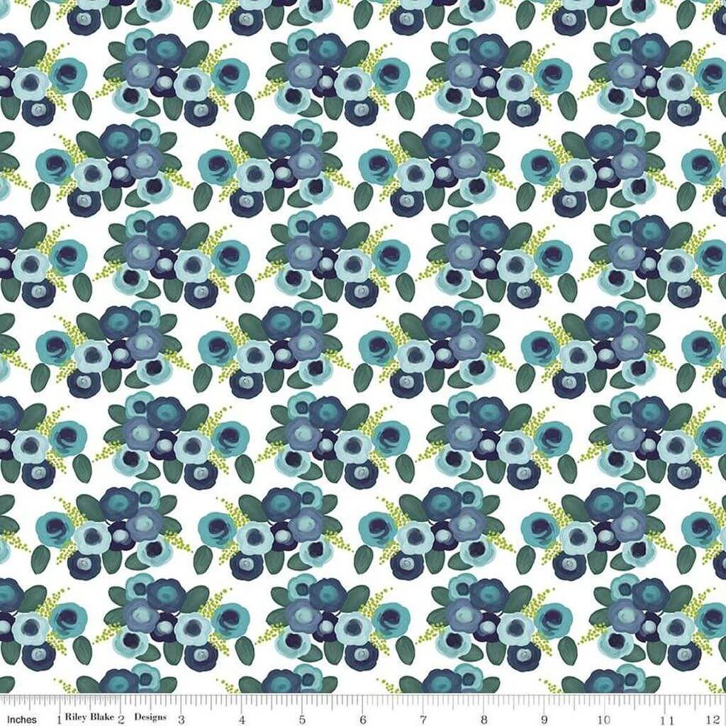 Morning Meadow - Roses - White 44" / 45" Fabric Per Yard
