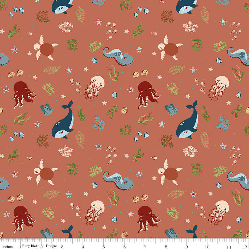 Created with Love - In the Sea - Clay 44" / 45" Fabric Per Yard