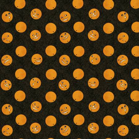 Riley Blake Costume Maker's Act Jack-O-Lantern Balloons quilting fabric in Black