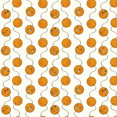 Riley Blake Costume Maker's Act Jack-O-Lantern Balloons quilting fabric in White
