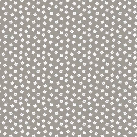Riley Blake Costume Maker's Act Scaredy Cat Buttons quilting fabric in Gray