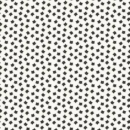 Riley Blake Costume Maker's Act Scaredy Cat Buttons quilting fabric in White