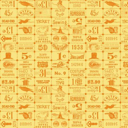 Riley Blake Costume Maker's Act Ticket Grid quilting fabric in Yellow