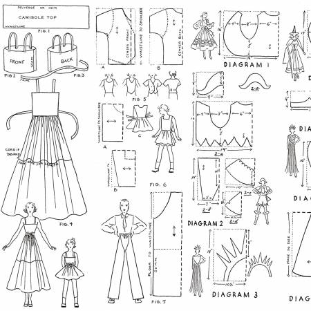 Riley Blake Costume Maker's Act Costumes quilting fabric in White