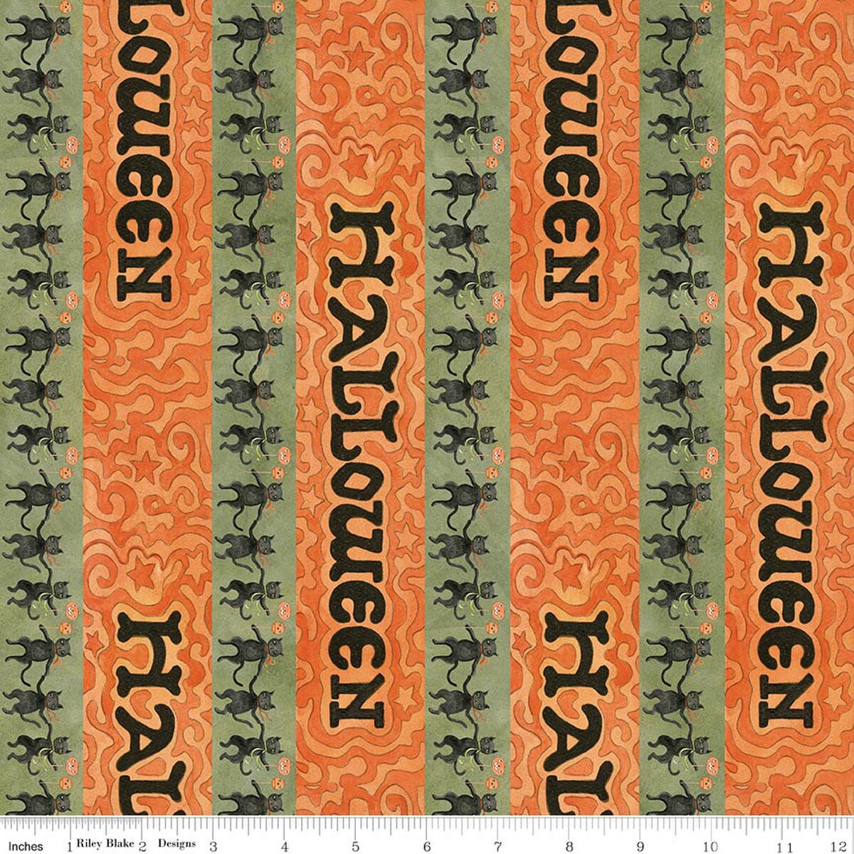 Spooky Stripe Green 45" wide fabric per yard