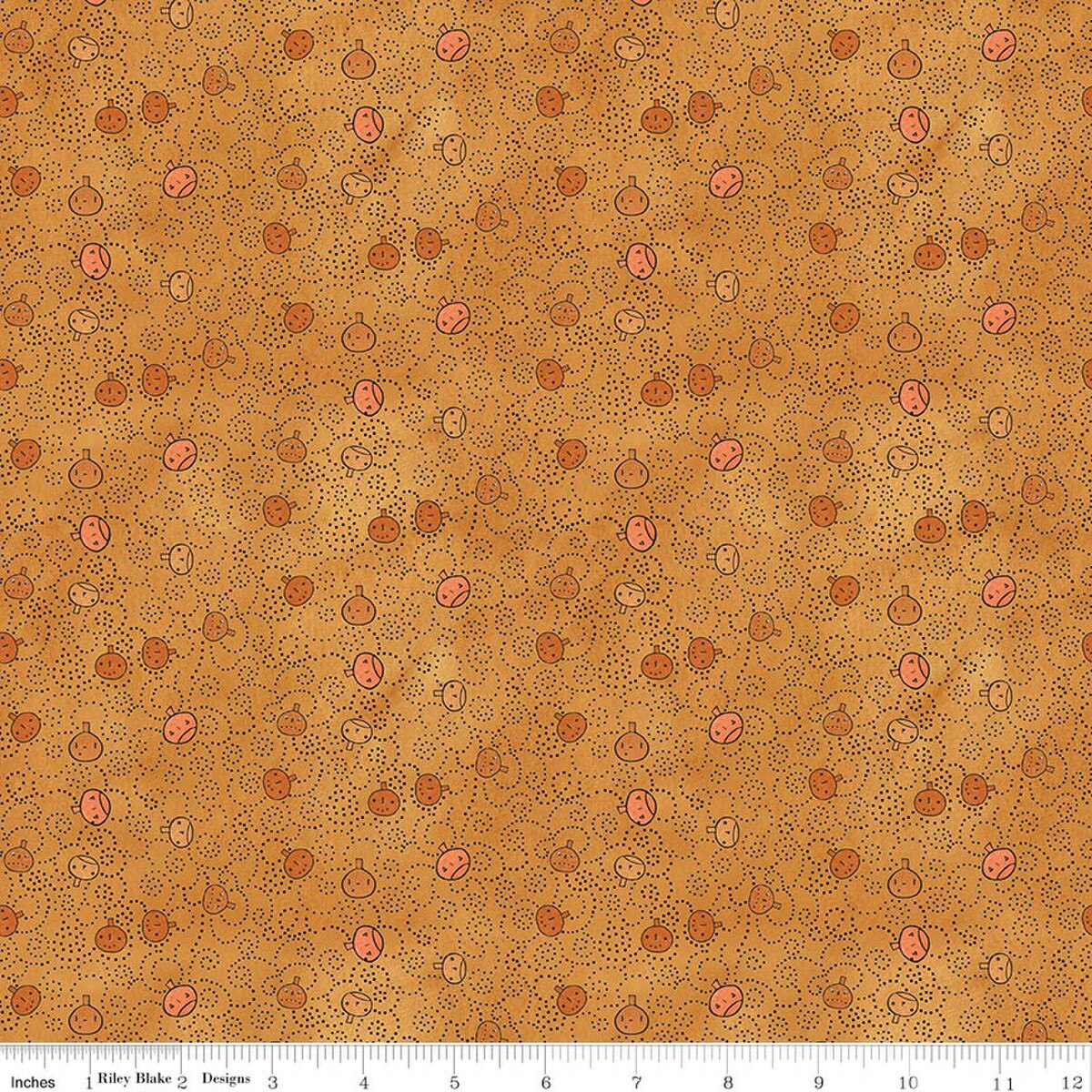 Spooky Pumpkins Orange 45" wide fabric per yard