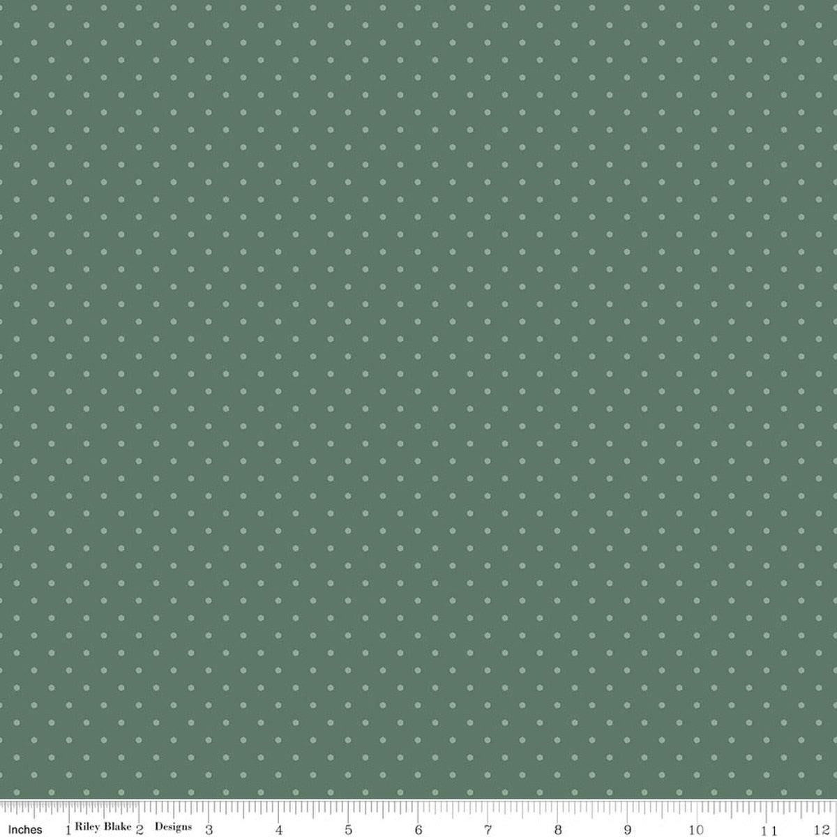 Where The Wild Flowers Are Dots Dark Sage Cotton 43"/44" Fabric Per Yard