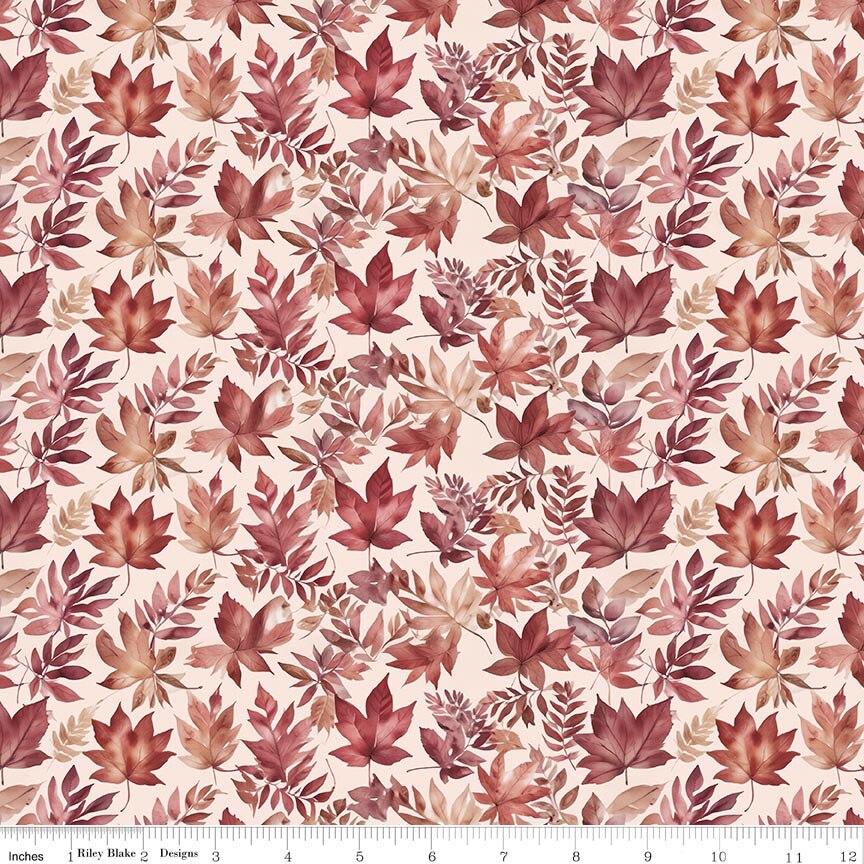 Harvest on the Prairie Leaves Latte Cotton 43"/44" Fabric Per Yard