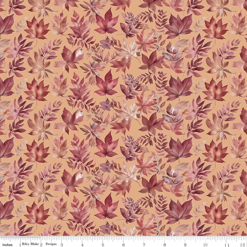 Harvest on the Prairie Leaves Marmalade Cotton 43"/44" Fabric Per Yard