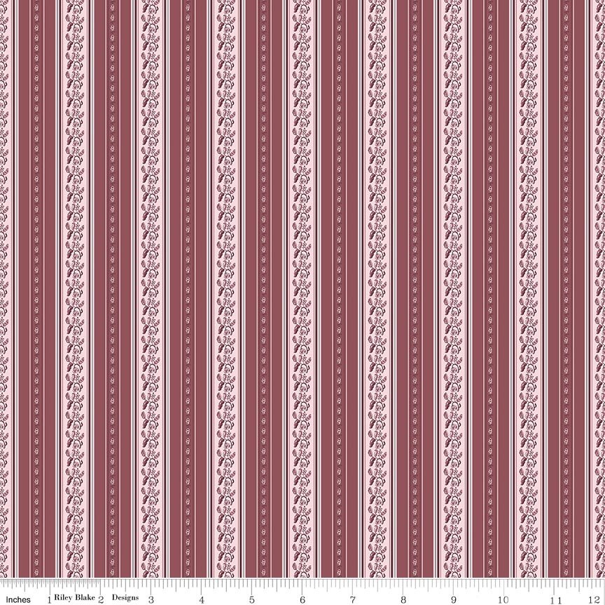 Harvest on the Prairie Stripe Wine Cotton 43"/44" Fabric Per Yard