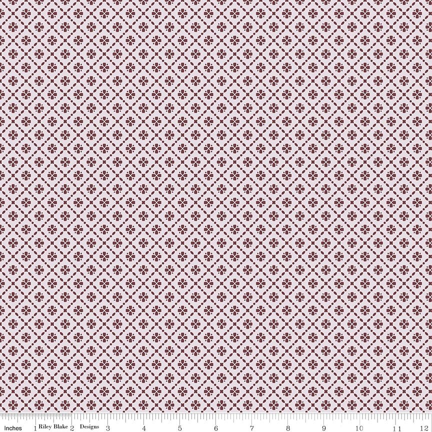 Harvest on the Prairie Floral Geo Wine Cotton 43"/44" Fabric Per Yard
