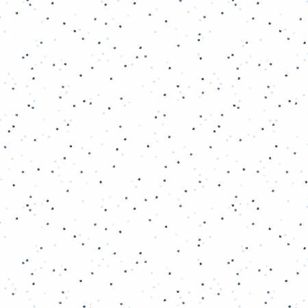 Riley Blake Blossoms On White quilting cotton fabric in Blue Carolina
