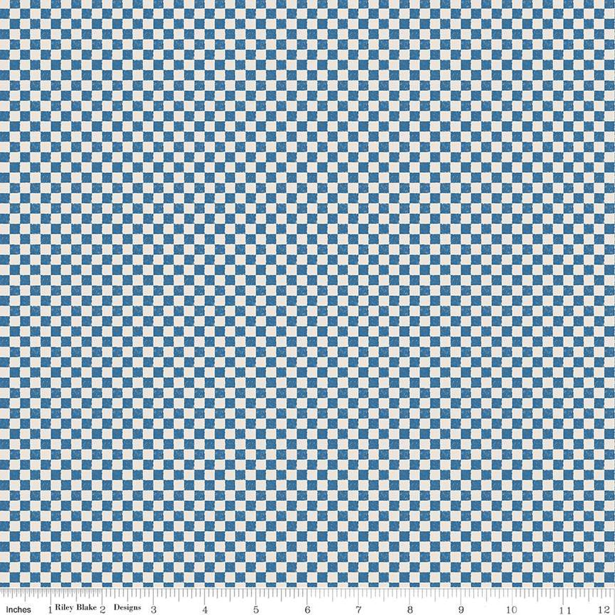 Check Please! 1/4" Check on Ivory Coastal Blue 43"/44" Fabric Per Yard