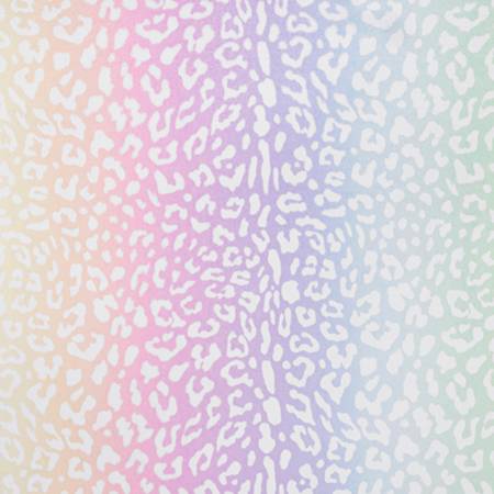 Shannon Fabrics Cloud Cuddle minky fabric in Pastel Leopard Rainbow, 60 inches