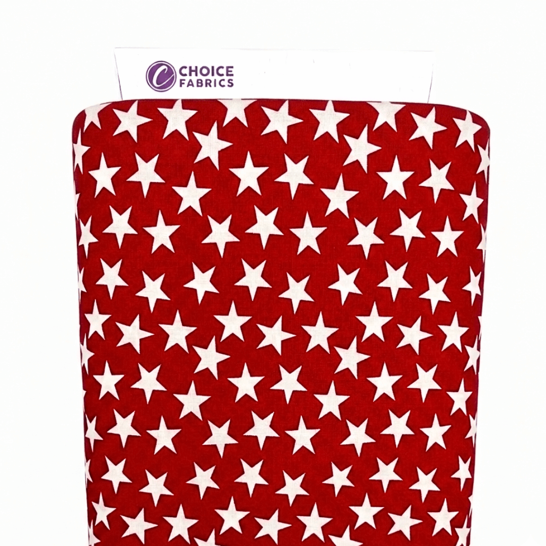 Patriotic Stars 108" Supreme Backings - Large White Stars on Red Wideback Fabric Per Yard