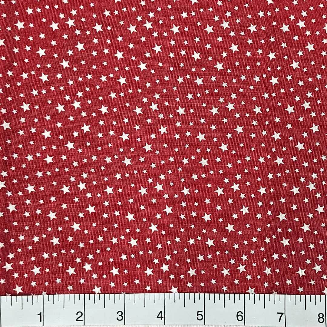 Patriotic Stars 108" Supreme Backings - White Stars on Red Wideback Fabric Per Yard