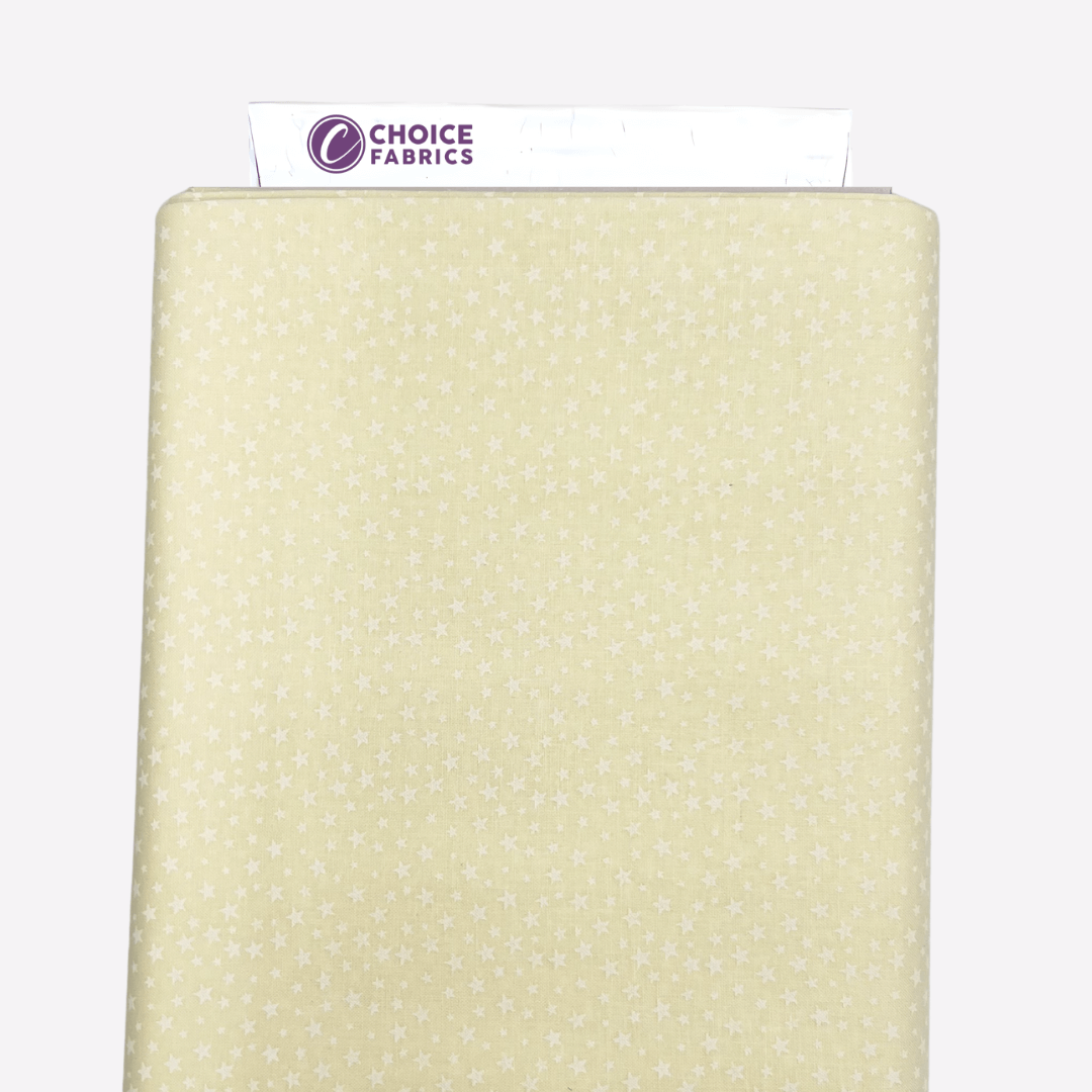 Tone on Tone 108" Supreme Backings - White on Cream - Stars Wideback Fabric Per Yard