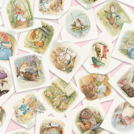 Riley Blake Peter Rabbit & Friends Main quilting cotton in Pink