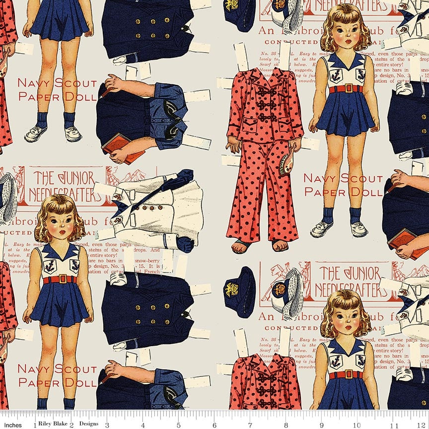 RB Navy Scout Paper Doll Gray - Sew America