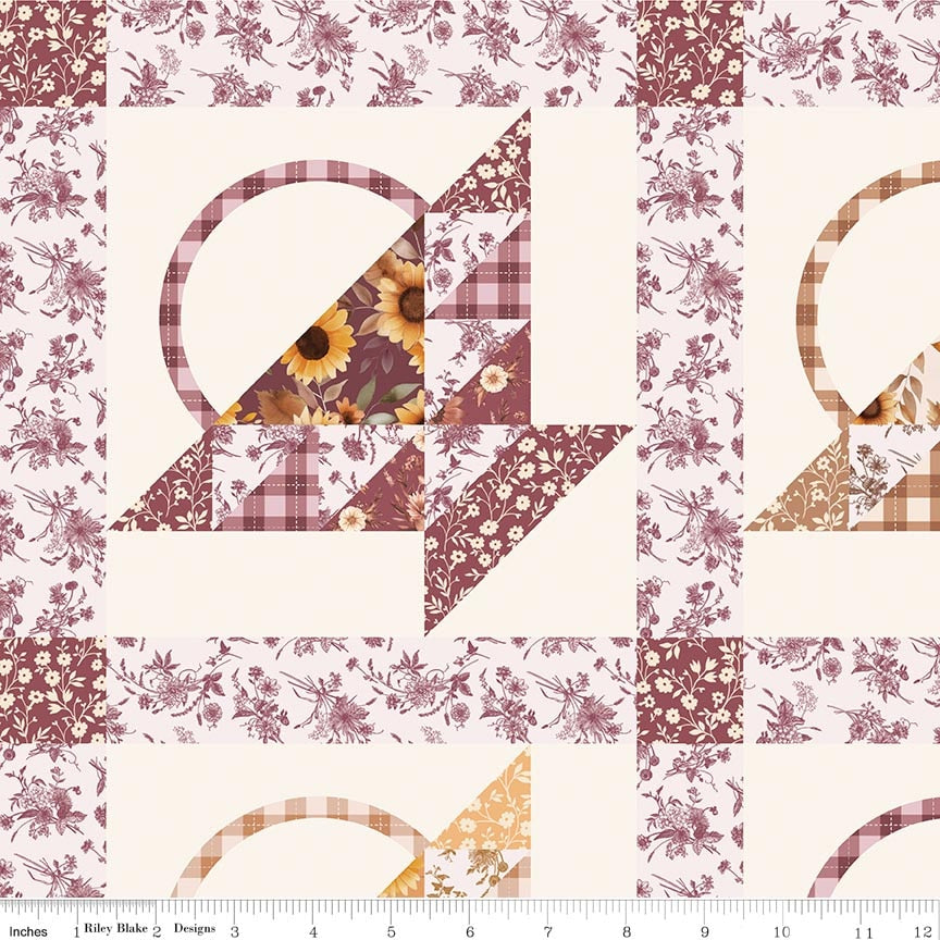 Harvest on the Prairie Harvest Baskets Cheater Print Cream Cotton 43"/44" Fabric Per Yard