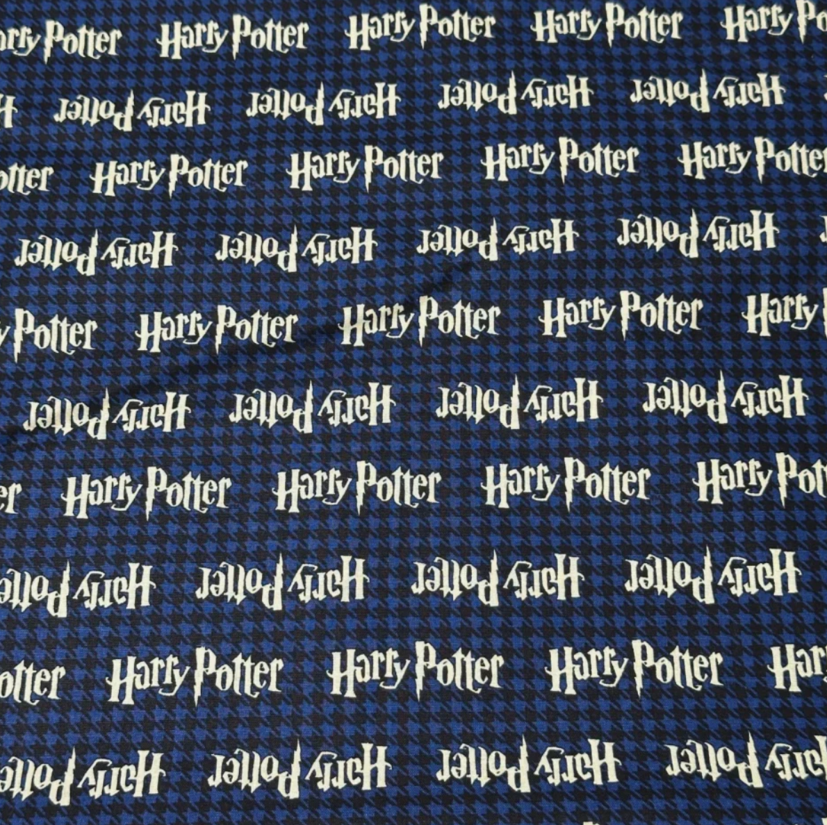 Harry Potter Logo Blue & Black Houndstooth Cotton 44"/45" Fabric Per Yard