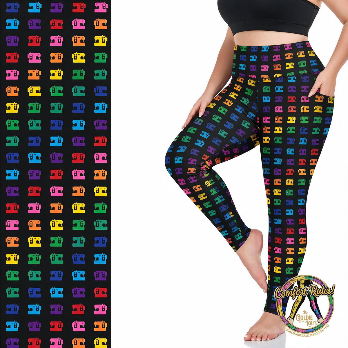 Rainbow Modern Machine Sewing Leggings
